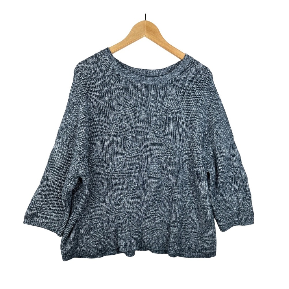 J.Jill Cotton Cable Knit Chunky Sweater Oversized Crewneck Coastal Sz Large